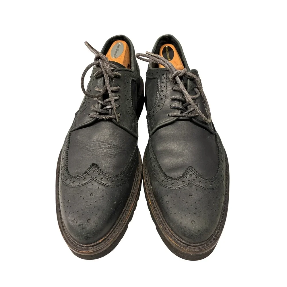 AllSaints Escher Brogues Oxford Shoes Mens 10 Black Wingtip Lug Sole Chunky